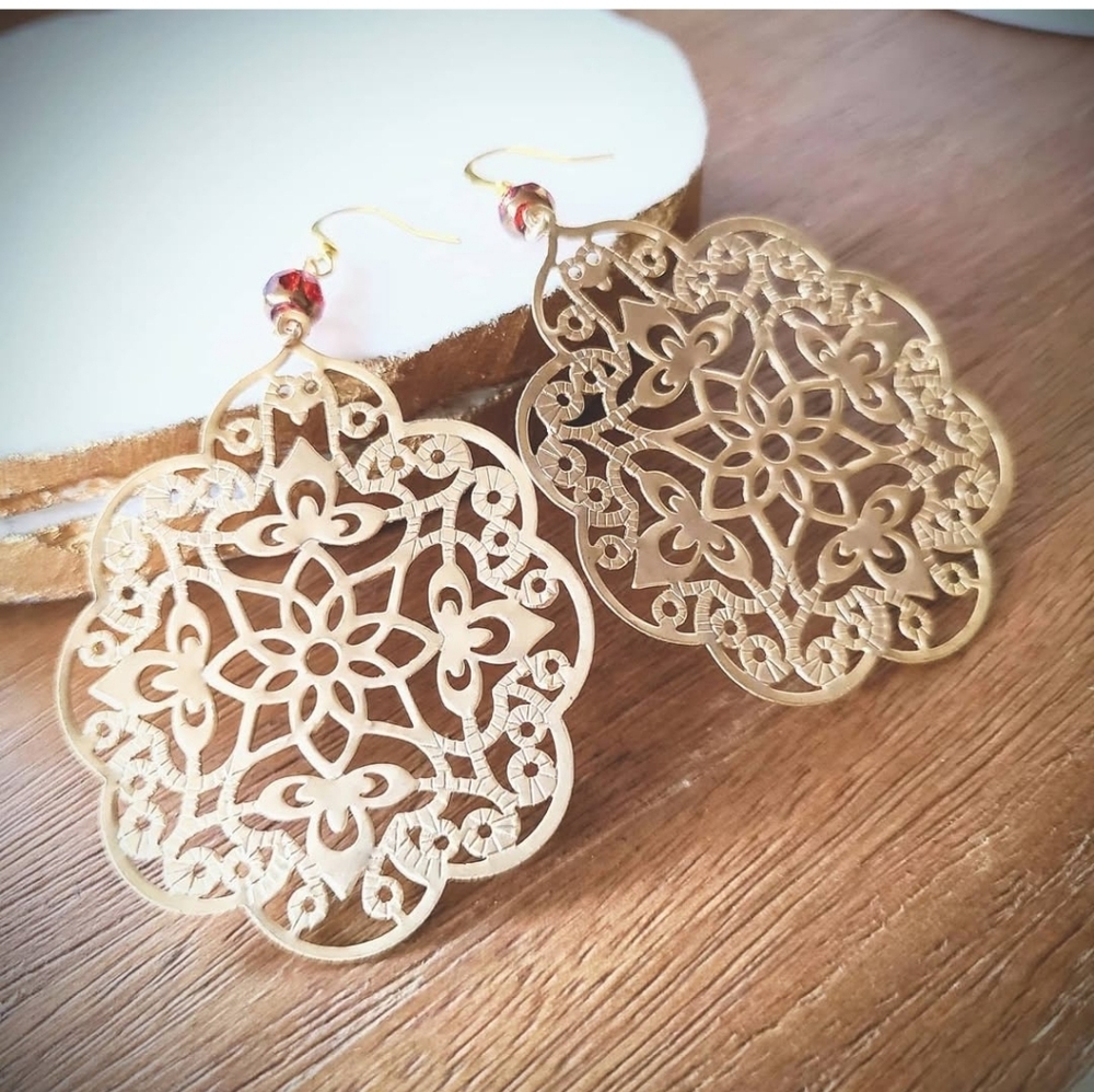 24k Matte Gold Filigree Earrings